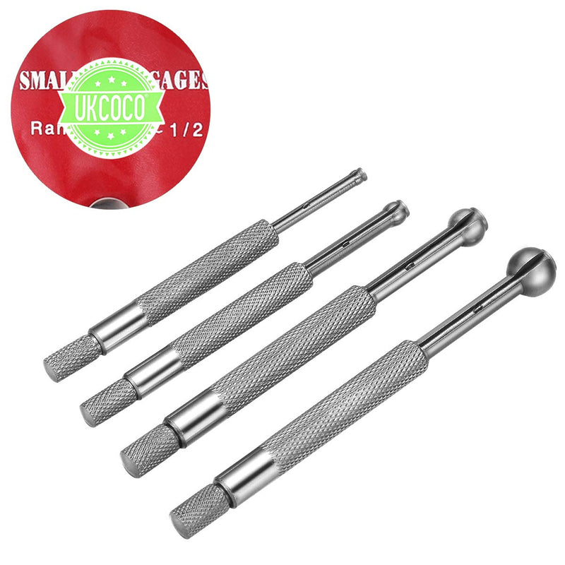 UKCOCO 4pcs Small Hole Gauge Set Telescoping Full Round Spherical Shaped Hardened Bore Gauge