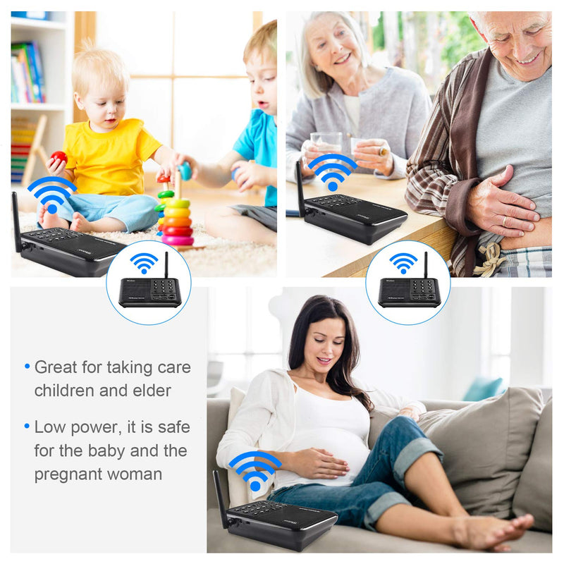 Wuloo Intercoms Wireless for Home 1 Mile (5280 Feet) Range 10 - Channel, Wireless Intercom System for Home House Business Office, Room to Room Intercom, Home Communication System (2 Packs, Black)
