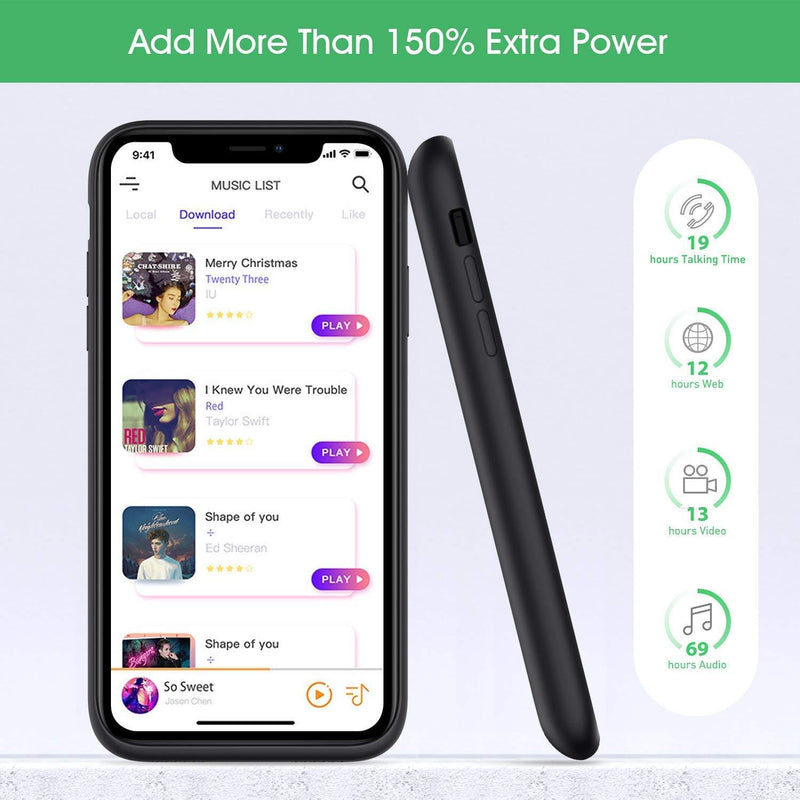 Ekrist Battery Case for iPhone 11, 6800mAh Portable Protective Charger Case Rechargeable Extended Battery Pack Charging Case Compatible with iPhone 11 (6.1 inch) (Black)
