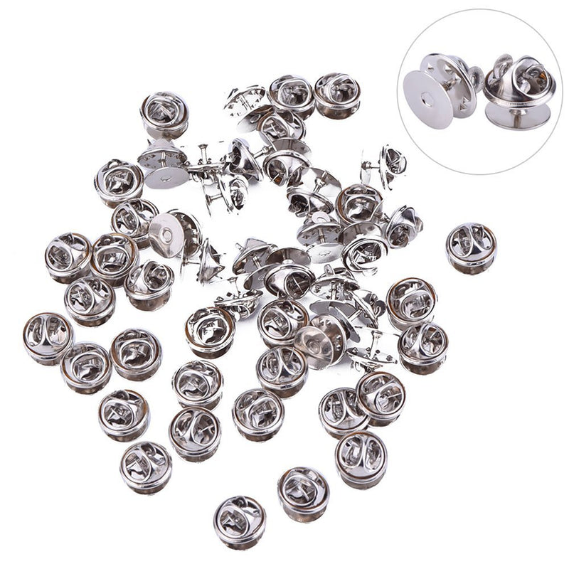 EBOOT Pack of 50 Tie Tacks Blank Pins with Clutch Back (Silver) Silver