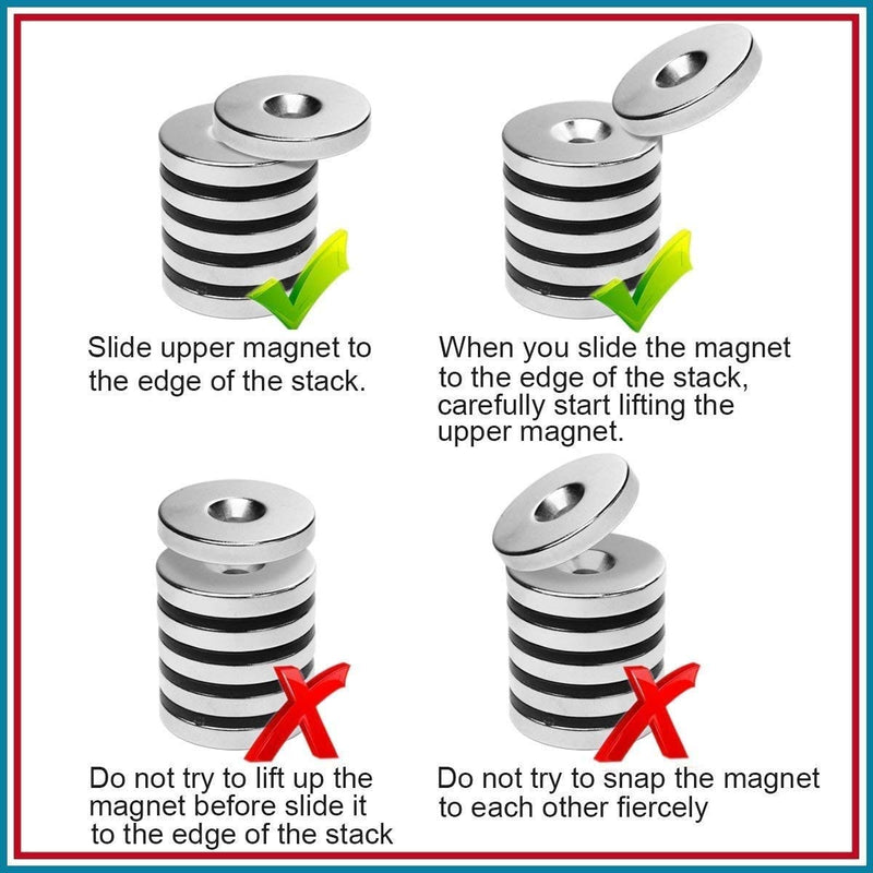 Neodymium Disc Countersunk Hole Magnets,JUNAN 20 Pack 0.37 inch Dia x 0.1 inch Thick Hole 0.13 inch Strong Permanent Rare Earth Magnets with 20 Screws