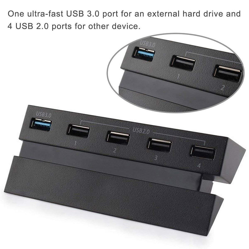 Linkstyle 5 Port HUB for PS4, USB 3.0 High Speed Charger Controller Splitter Expansion for Playstation 4 PS4 Console, Not for PS4 Slim, PS4 PRO