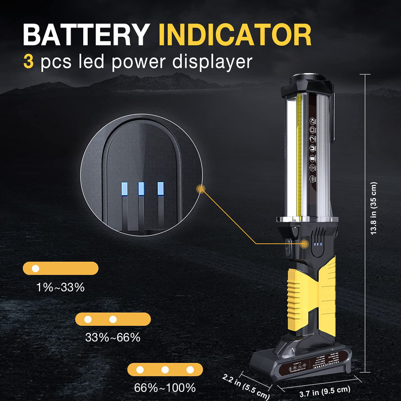 WARSUN LED Work Light Rechargeable Work Light Portable Flashlight Magnetic 1500 Lumens COB Work Lights Handheld Worklight Outdoors Car Inspection Light with Hook for Car Repair Machine Emergency