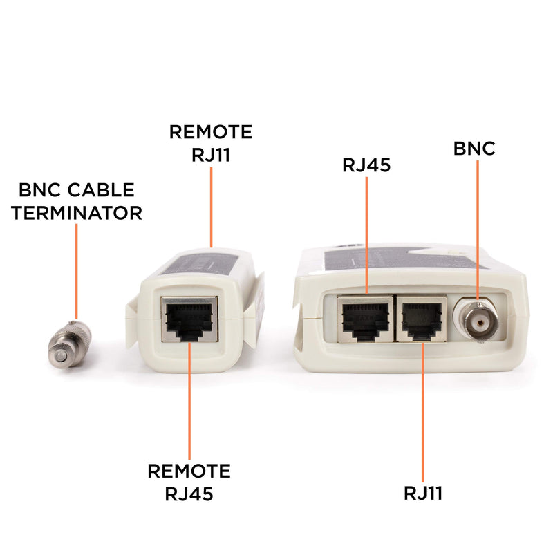 Universal Network Cable Tester Tool, BNC, RJ45, RJ11 (3-in-1) Multi-Tester White