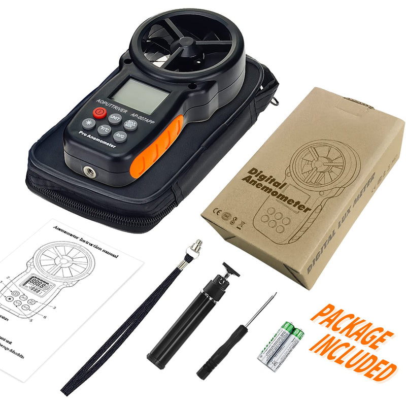 AOPUTTRIVER Bluetooth Anemometer AP-007APP Handheld Anemometer Wind Speed Meter Measuring Wind Speed/Temperature with Backlit and Max/Min/AVG for Shooting, Sailling, Flying, Climbing, HVAC