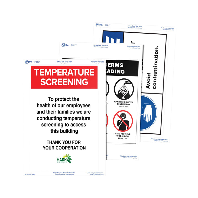 Avery Printable Warning Signs, 7" x 10", Water/Chemical Resistant, 15 Removable Labels (61515) 7" x 10" 15 Labels