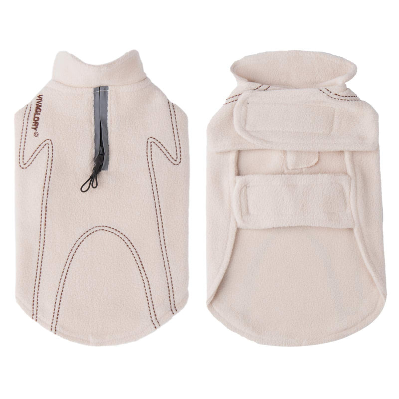 VIVAGLORY Dog Coat Fleece Jacket Vest for Small Medium Large Dogs Puppy Windproof Warm Clothes for Cold Weather, Beige, XXS