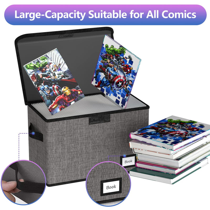 Comic Book Storage, Comic Book Box, 15.8" X 7.8" X 11.8", Collapsible Comic Short Box, Holds 160-180 Comic Book (2021 Gray) 1 PCS
