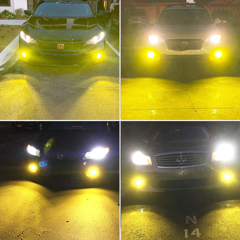 AUXLIGHT H1 LED Fog Light DRL Bulbs, 3000 Lumens Extremely Bright Bulbs Replacement for Cars, Trucks, Golden Yellow