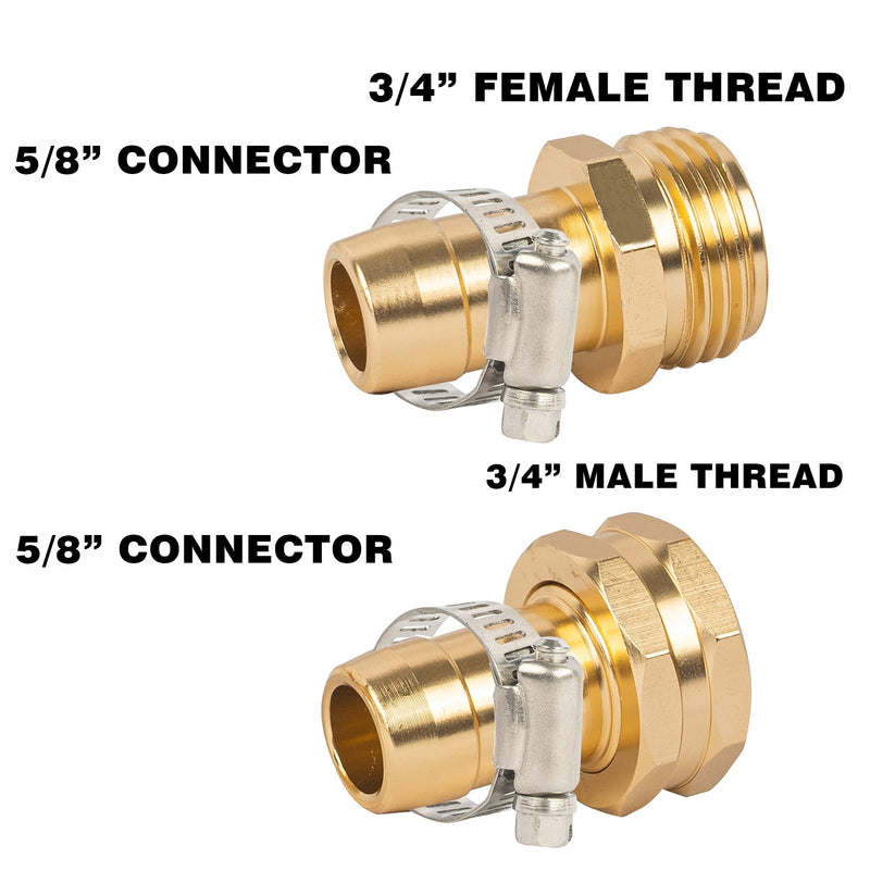 Hourleey Garden Hose Repair Connector with Clamps, Fit for 3/4" or 5/8" Garden Hose Fitting, 2 Set 2-Set