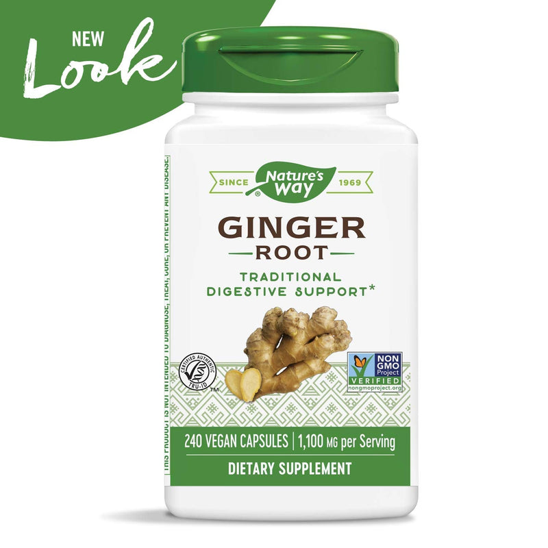 Nature's Way Ginger Root, Traditional Digestive Health Support*, 1,100 mg, 240 Vegan Capsules 240 Count (Pack of 1)