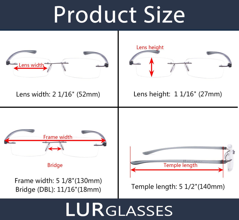 READING GLASSES 7 pack Mix Color Small Lens Rimless Readers 7 Tortoise Arm 0.5 x