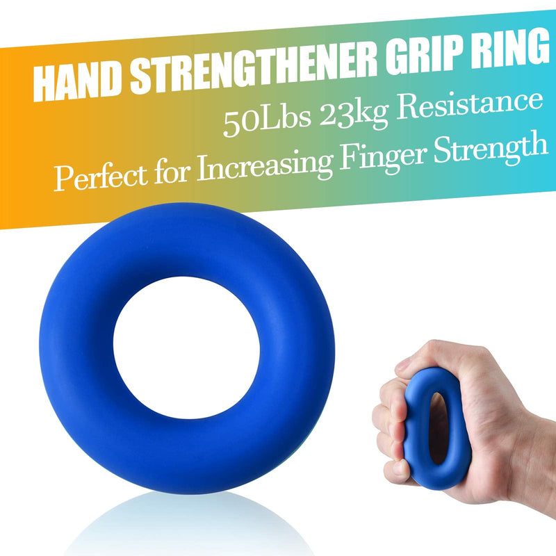 IMENSEAS Hand Grip Strengthener 7 Pack Adjustable Hand Gripper, Finger Stretcher Resistance Extensor Bands, Finger Exerciser, Grip Strength Ring & Stress Relief Ball for Athletes & Musicians Navy