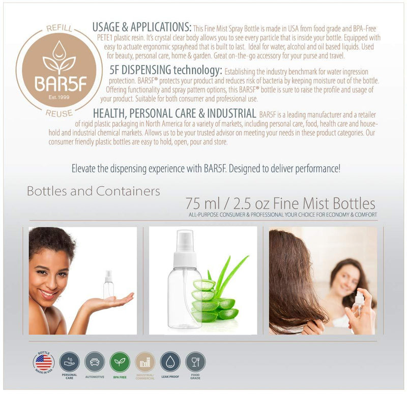 Bar5F Fine Mist Spray Bottle, 2.5 OZ (Pack of 3)
