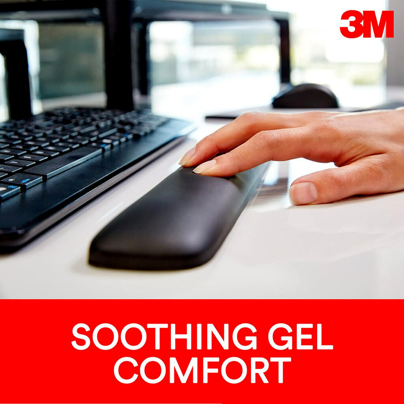 3M Gel Wrist Rest for Keyboards, Soothing 3M Gel Technology and Satin Smooth Cover for All Day Comfort and Support, Durable and Easy to Clean, 19", Black (WR85B) 19"