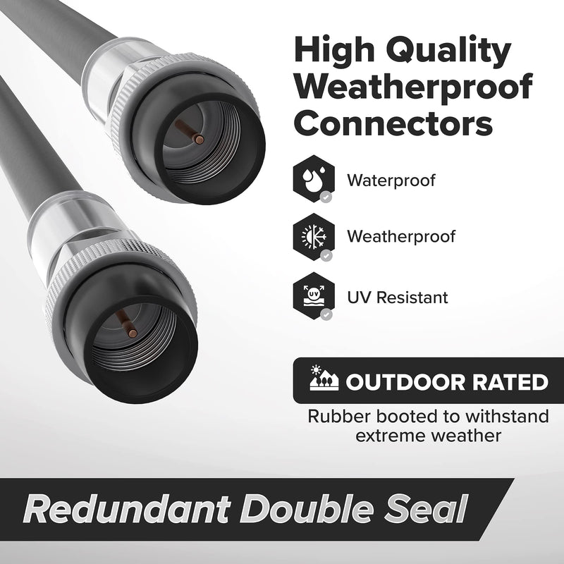 1' Feet, Black RG6 Coaxial Cable with Rubber booted - Weather Proof Indoor/Outdoor Rated Connectors, F81 / RF, Digital Coax for CATV, Antenna, Internet, Satellite, and More 1 Foot (0.3 Meter)