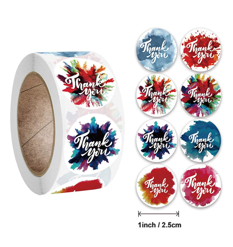 Thank You Sticker roll, 20 Designs of 1" Thank You Sticker Business roll, 1000 Thank You Labels, Used for Gift Packaging, envelopes, Bubble Mail and Bags