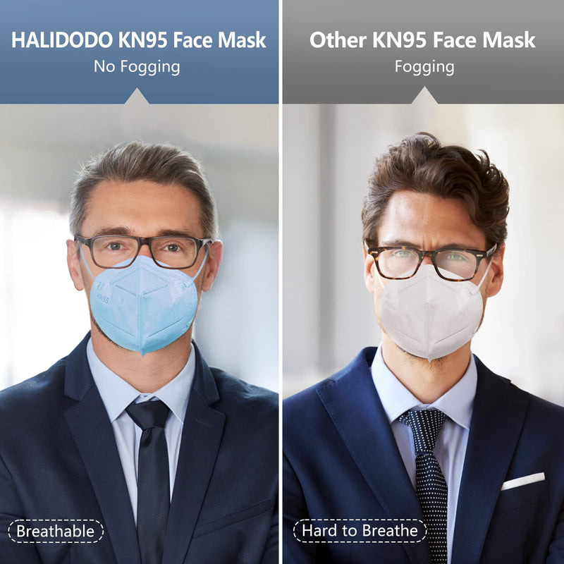 HALIDODO KN95 Face Mask, 5-Ply Breathable Comfortable Safety Mask (Blue) Blue