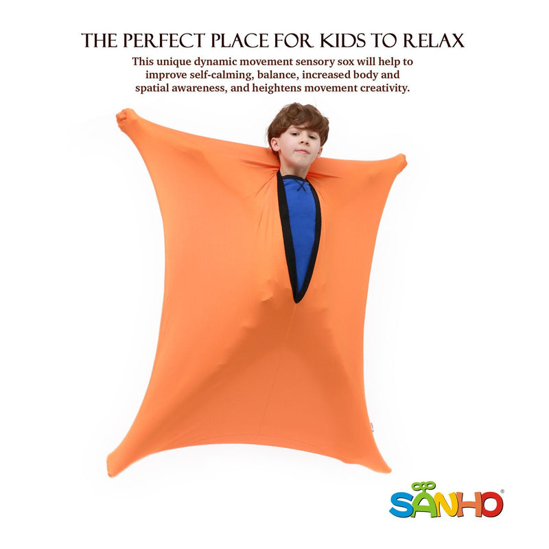 SANHO Dynamic Movement Sensory Sock Body Sock, For Autistic & Sensory Processing Disorders, Updated Version (Orange, Small) Orange