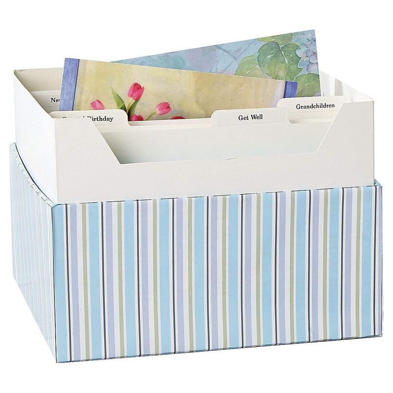 Cool Floral Greeting Card Organizer Box - 9" x 9-1/2"W x 7"H, holds 140+ cards (not included) Cool Floral