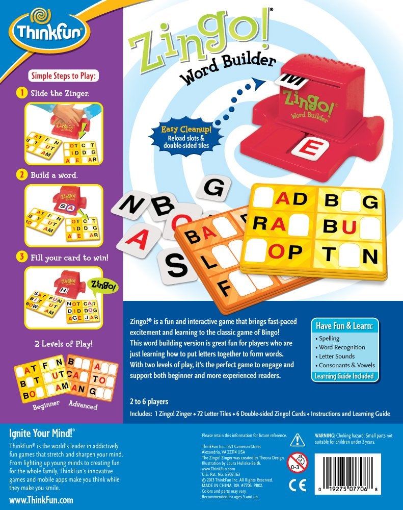 ThinkFun Zingo Word Builder Early Reading Game - Award Winning Game for Pre-Readers and Early Readers