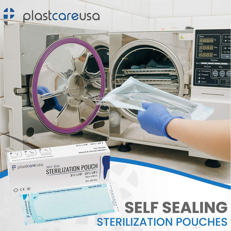 200 2.25 x 2.75 Inch Self Sealing Sterilization Autoclave Pouch Bags with Indicators, 1 Box of 200