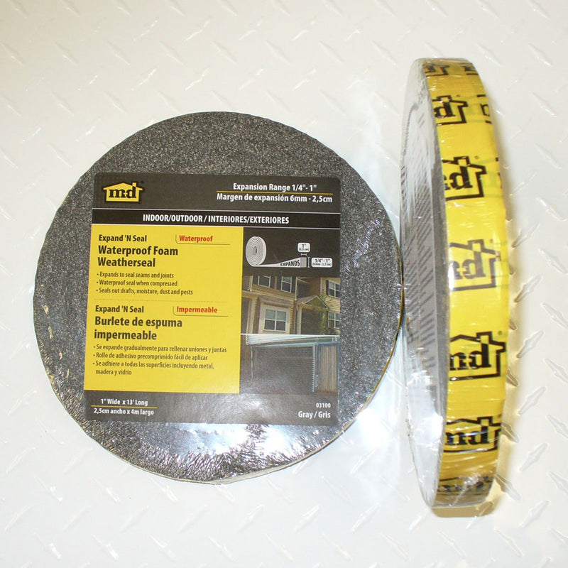 M-D Building Products 03100 13-Feet Long Expand -Feet Seal Compressible Waterproof Foam Tape, Gray