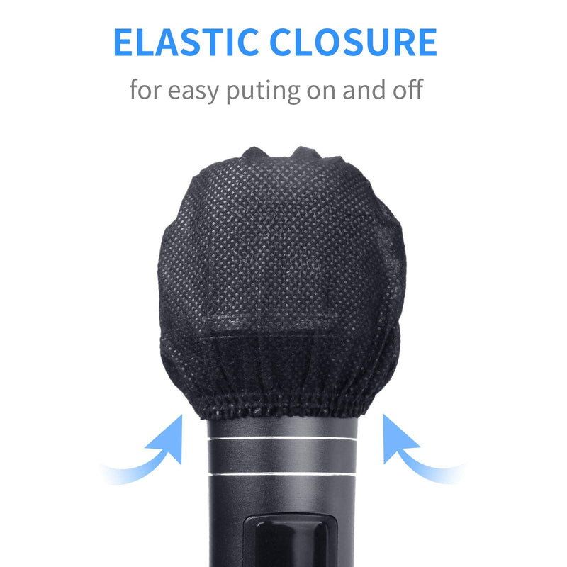 120pcs (60 pairs) Mic Covers Disposable Non-Woven, Individually Wrapped Mic Cover For Sanitary Mic Covers Disposable For Mic Microphone Windscreen & Pop Filters Black 120 pack-Black