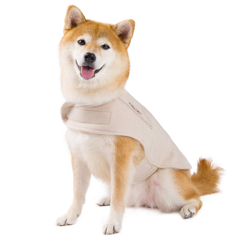 VIVAGLORY Dog Coat Fleece Jacket Vest for Small Medium Large Dogs Puppy Windproof Warm Clothes for Cold Weather, Beige, XXS