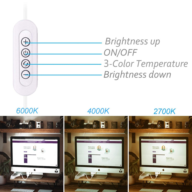 ASOKO LED Under Cabinet Lighting USB Plug-in, Dimmable, 3 Color Temperature, 14.5 in, Under Counter Lights for Kitchen,Shelf,Cupboard, Under Desk Monitor Light Bar (Sliver, 14.5 inch-2 Pack) Lights 2 Pack（14.5 inch）