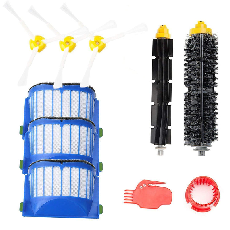 mycheng Vacuum Cleaner Replacement Part Kitfor Bristle Brush Flexible Beater Brush & Aero Vac Filter & Armed-3 Side Brush for iRobot Roomba 600 Series 595 610 614 620 630 645 650 655 680
