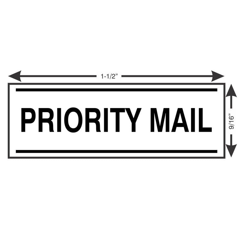 Supply360 AS-IMP1141K - Priority Mail w/Upper & Lower Bars, Black Ink, Heavy Duty Commerical Self-Inking Rubber Stamp, 9/16" x 1-1/2" Impression