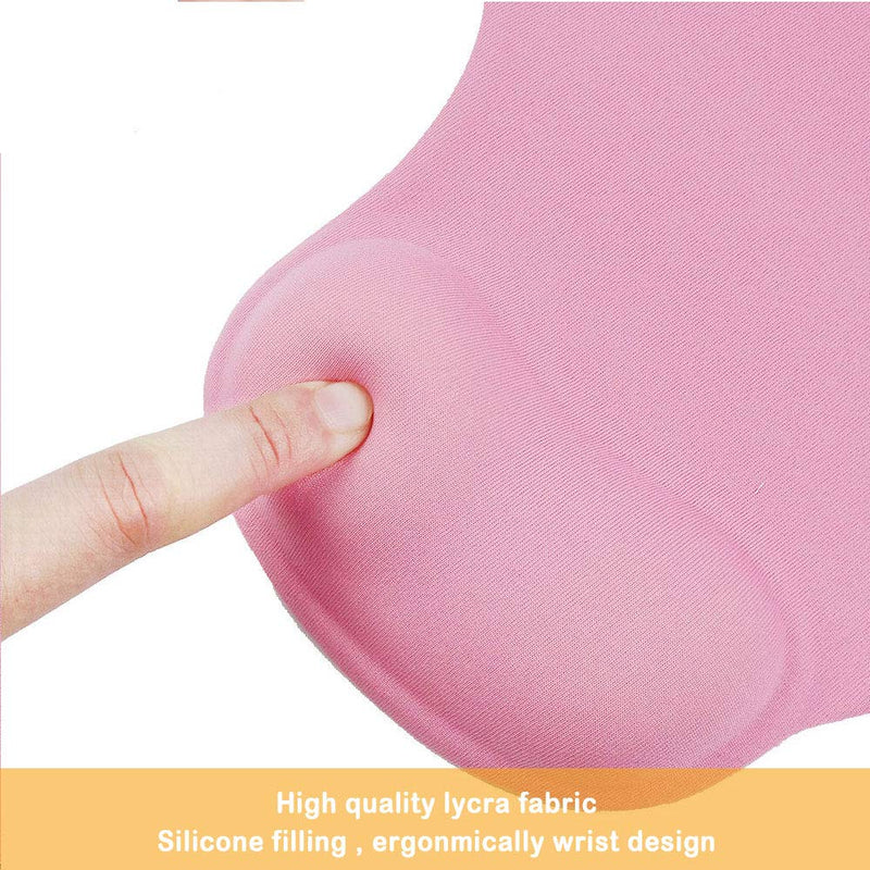 Office Mousepad with Gel Wrist Support - Ergonomic Gaming Desktop Mouse Pad Wrist Rest - Design Gamepad Mat Rubber Base for Laptop Comquter -Silicone Non-Slip Special-Textured Surface (01Pink) Pad1