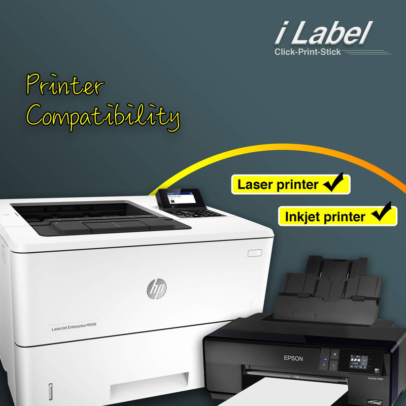 iLable 8.5" x 11" Full Sheet Sticker Paper for Laser & Inkjet Printers[50 Sheets,50 Labels] 50