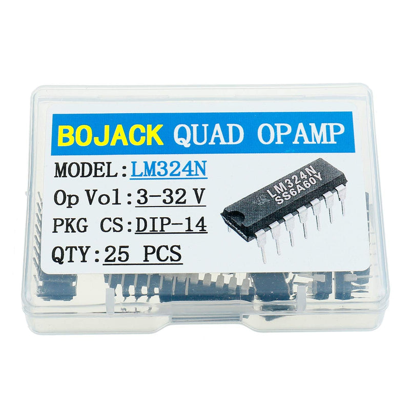 BOJACK LM324N Quadruple Operational Amplifier LM324 14 pins Adjustable Voltage Regulator Transistor DIP-14 (Pack of 25 pcs)
