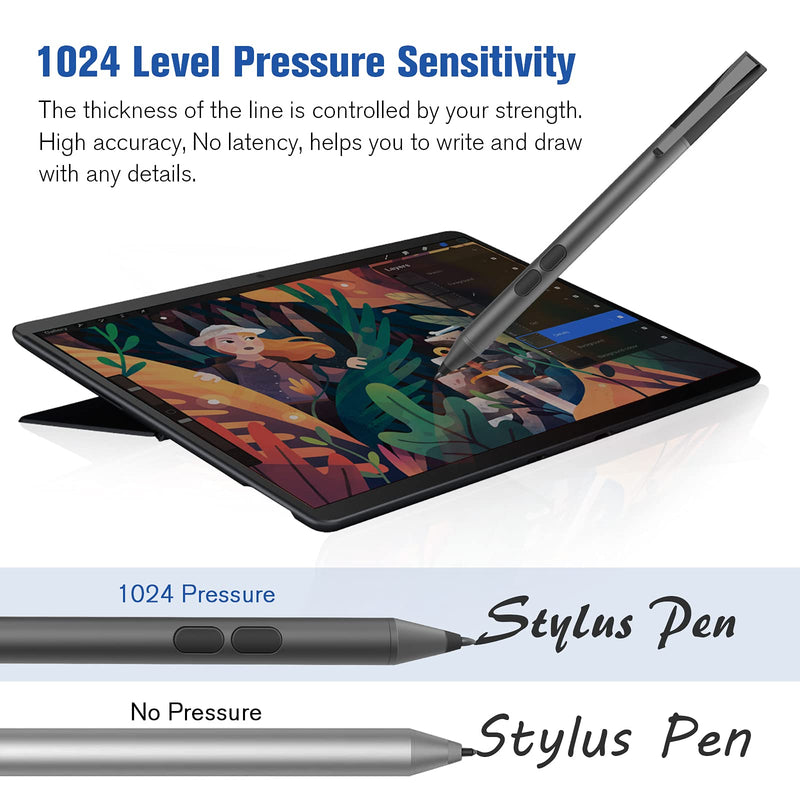 Stylus Pen Compatible with Surface Pro 7/6/5/4/3/X, Surface Book 3/2/1, Surface Laptop 3/2/1, Surface Studio 2/1 Surface Go, Pen for Surface Work 2500 Hours, Palm Rejection 1024 Pressure-Black black