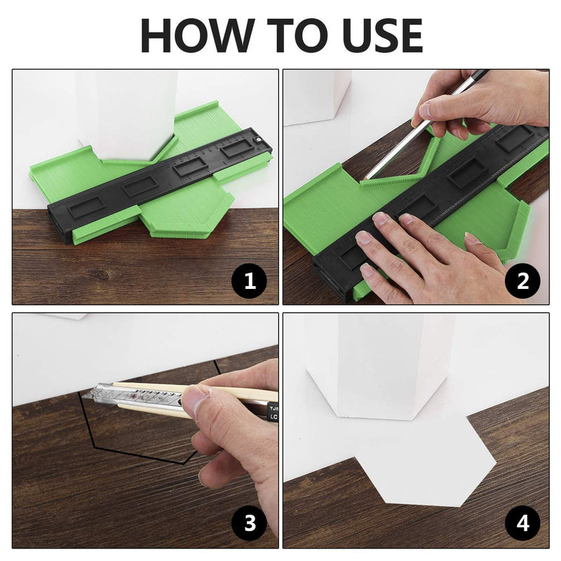 Widen Contour Gauge 10 inch Contour Gauge Profile Tool Contour Duplicator for Copy Irregular Contour(Green) Green