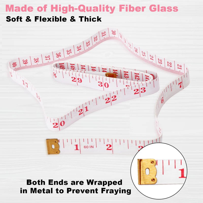 6 Packs Soft Body Tape Measure Measuring Tape for Body Double Scale Small Fabric Sewing Tailor Cloth Waist Pink Measuring Tape Measure for Body Measurements Weight Loss, 150cm/60inch 6