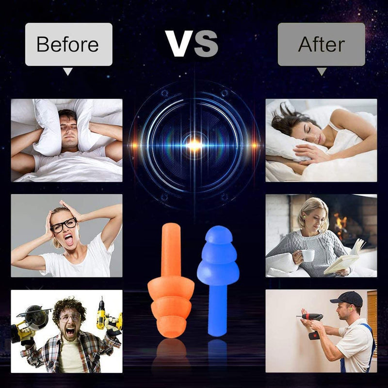 Earplugs for Sleeping Noise Cancelling Reusable Silicone Ear Plugs Suitable for Swimming Travel Snoring Airplanes Study Work Noisy Places（8Pairs） 8