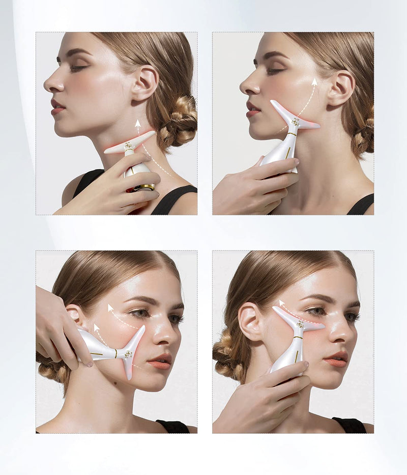 Ms.W Face Massager Anti Wrinkles, 45 ±5℃ Heat & 3 Massage Mode, High Frequency Vibration Facial Machine for Skin Tightening Lift, Skin Care Tools Rechargeable