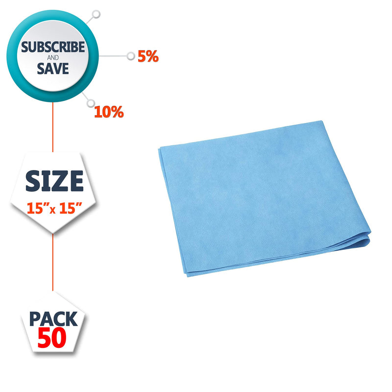 EZGOODZ Sterilization Wraps 15" x 15". Pack of 50 Blue Non-Woven Non-Sterile Pads for Surgical Instruments, Equipment. SMS Sheets 60 gsm for Sterilization of Medical Tools with Steam & Ethylene Oxide. 15" x 15"