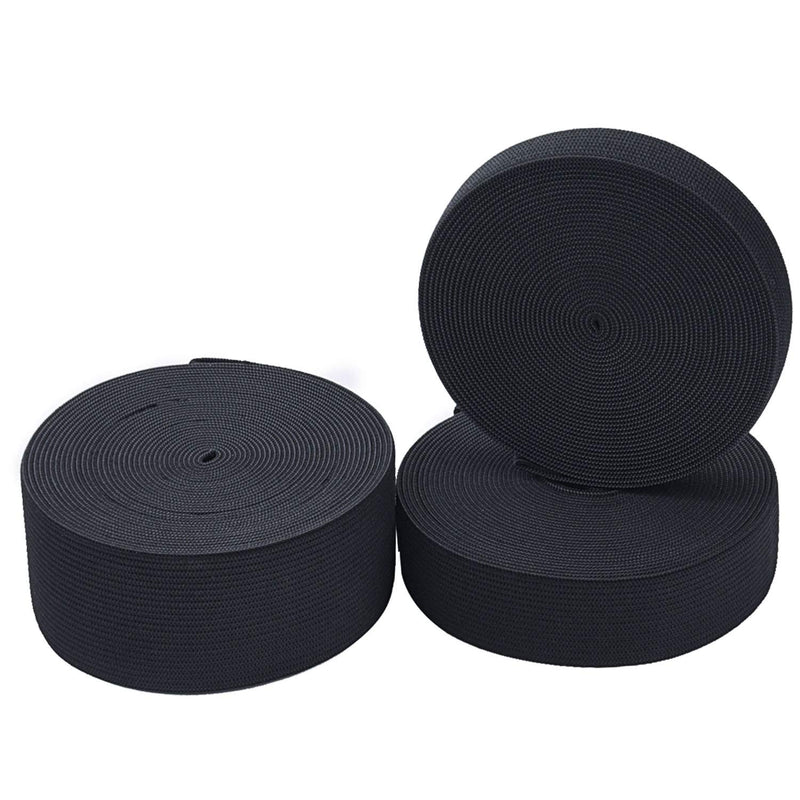 Sunmns 3 Rolls Sewing Stretch Elastic Band Spool, 3/5, 1, 1-1/2 Inch in Width, 5.5 Yards/Roll (Black) Black