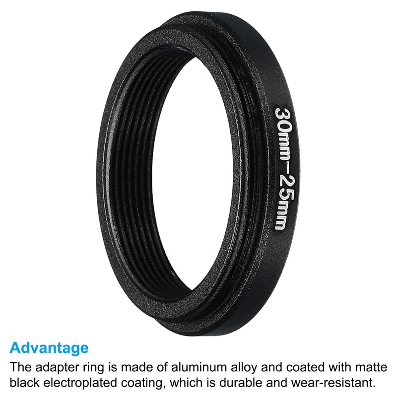 PATIKIL 30mm-25mm Metal Step Down Ring, Camera Lens Filter Adapter Ring Aluminum Filter Adapter Ring for Camera Lenses Hood, Black