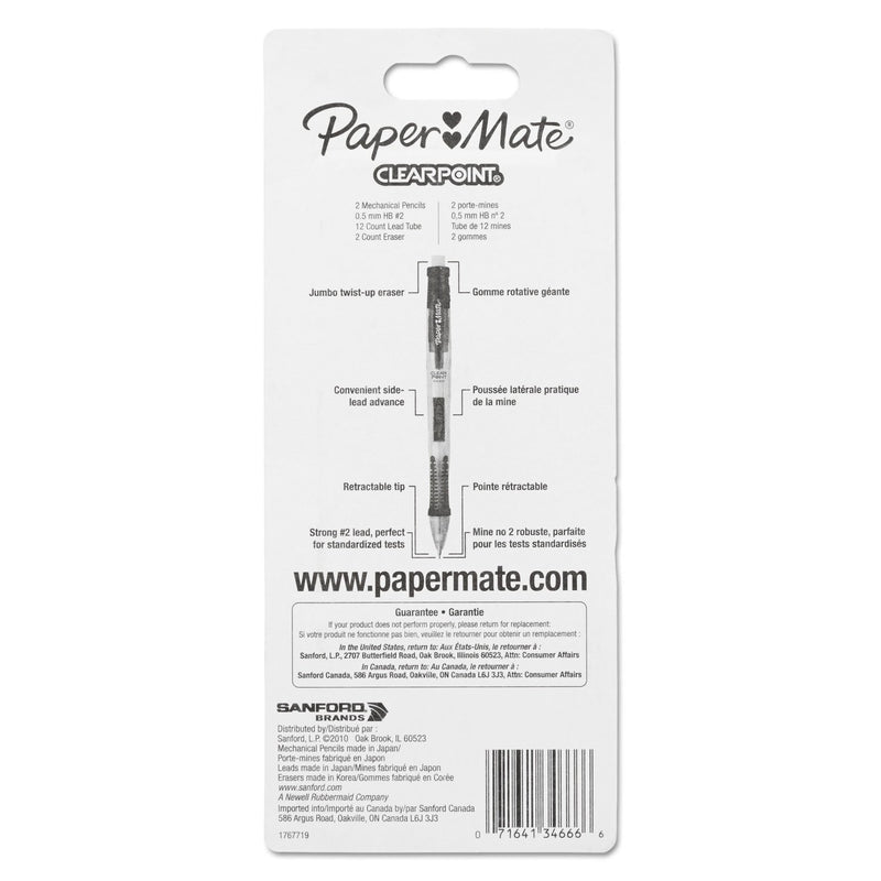 Paper Mate 34666PP Clear Point Mechanical Pencil Starter Set, 0.5 mm, Randomly Assorted, 2/Set