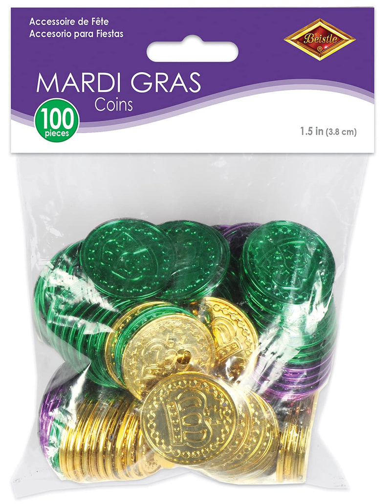 Mardi Gras Plastic Coins (asstd gold, green, purple) (100/Pkg) 1
