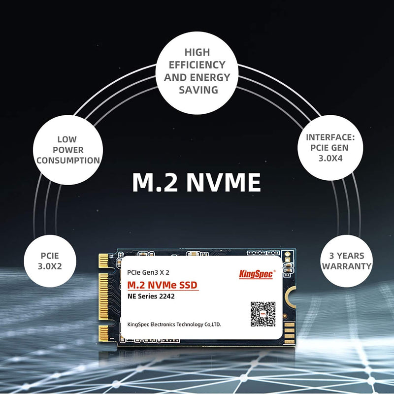 KingSpec 256GB M.2 2242 NVME PCIE SSD 42mm High Performance Internal Solid State Drive for Ultrabookâ€¦ 42MM 256GB black