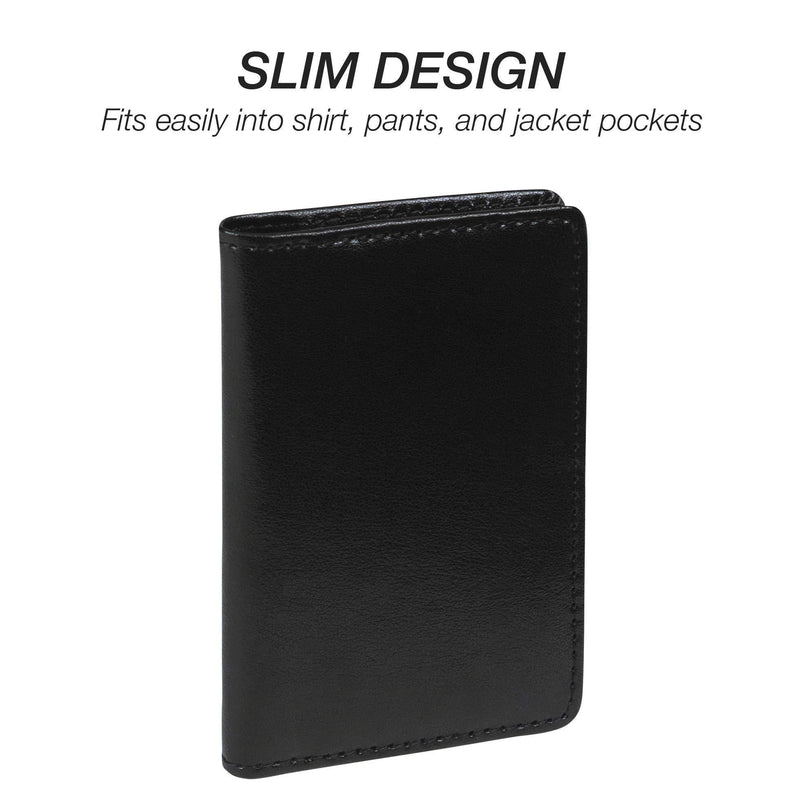 Samsill 81220 Regal Leather Business Card Holder, Case Holds 25 Business, Black