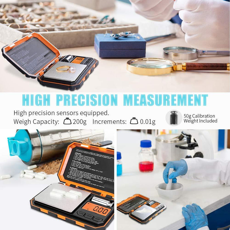 Fuzion Digital Pocket Scale, 200g x 0.01g Jewelry Gram Scale, 6 Units Conversion Mini Scale with LCD Display, Tare Function for Food, Jewelry, Medicine, Coffee ( Battery Included )