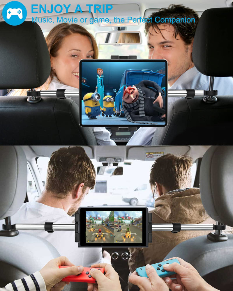 Car Headrest Tablet Holder Mount, [Anti Shake & Stretchable] Phone iPad Holder Back Seat for Car Between, woleyi Kids Stand for iPad Pro 12.9 Air Mini, Galaxy Tabs, Switch, 4-13" Cell Phones & Tablets