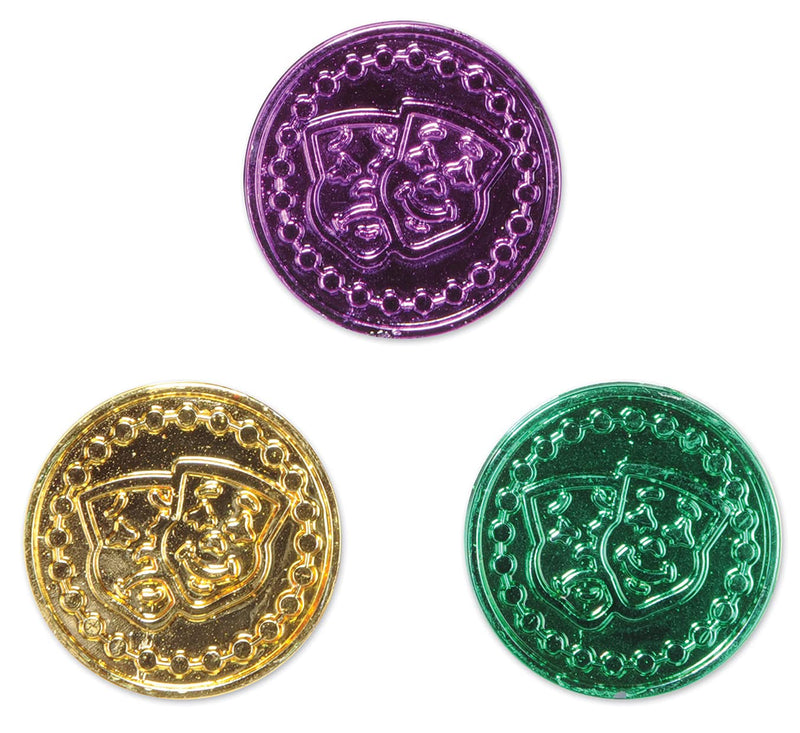 Mardi Gras Plastic Coins (asstd gold, green, purple) (100/Pkg) 1